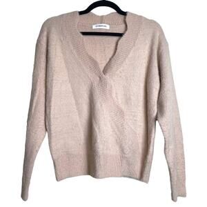 SALE! Pink Scalloped V-Neck Fuzzy Sweater, S / M